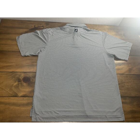 Footjoy FJ Dry Fit Polo Mens Size Large Navy Blue Striped Golf Shirt - Picture 8 of 9